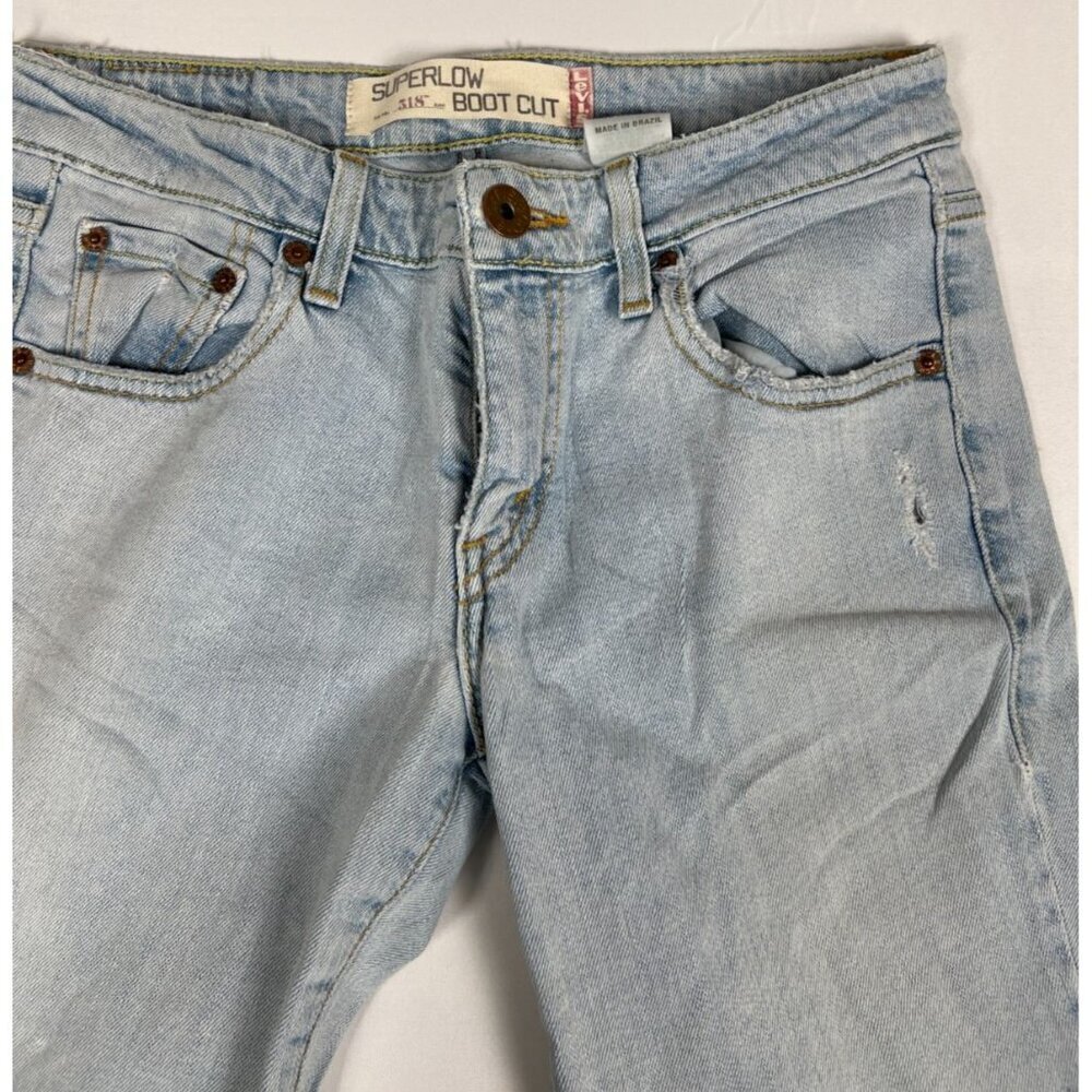 Levi's 518 Superlow Bootcut Jeans Juniors 7M Light Wash Stretch Blue Denim - Picture 5 of 10